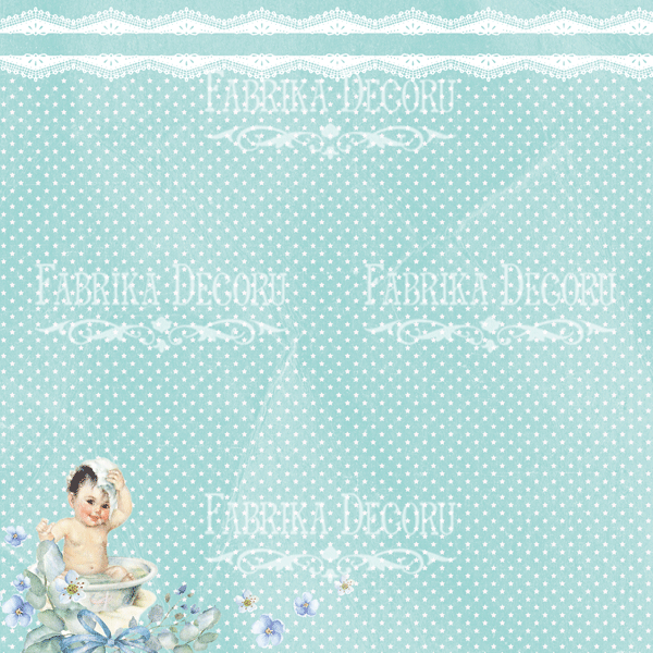 Blatt doppelseitiges Papier für Scrapbooking Shabby Baby Boy Redesign #35-03 12"x12" - Fabrika Decoru