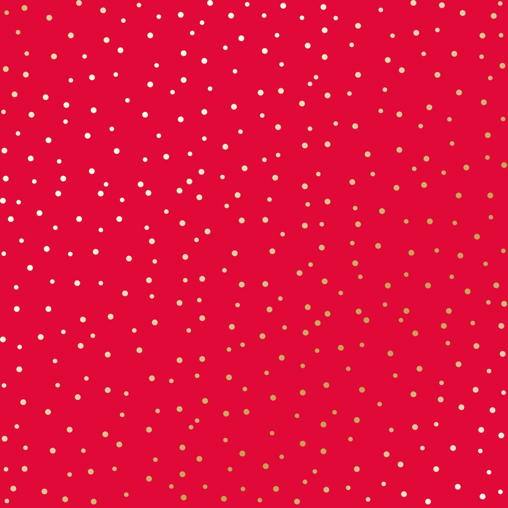 Sheet of single-sided paper with gold foil embossing, pattern Golden Drops, color Poppy red, 12"x12" 