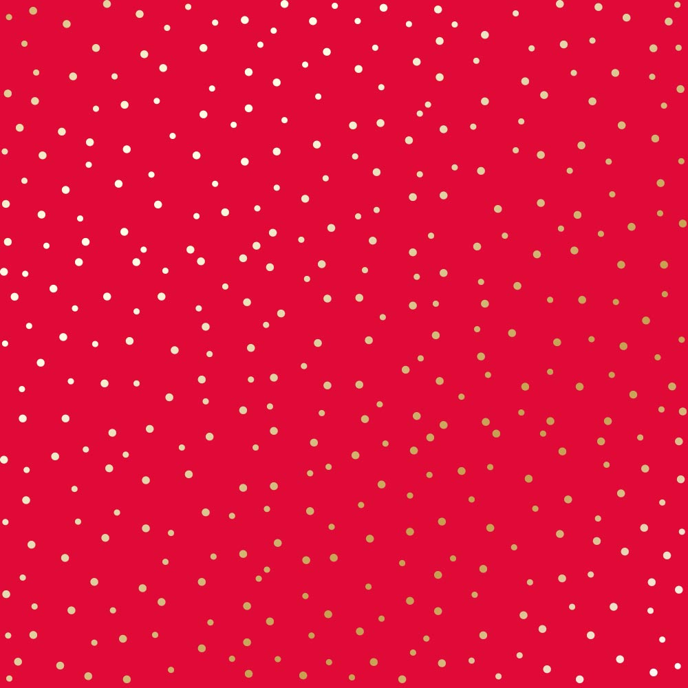 Sheet of single-sided paper with gold foil embossing, pattern Golden Drops, color Poppy red, 12"x12" 