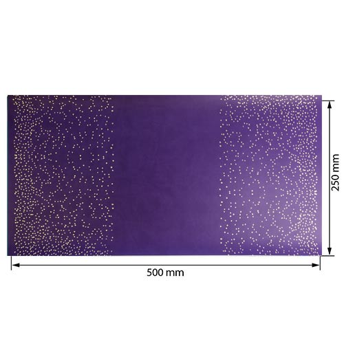 Piece of PU leather with gold stamping, pattern Golden Mini Drops Violet, 50cm x 25cm - foto 0