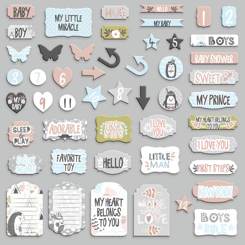 Set of die cuts Scandi Baby Boy, 50 pcs - foto 1