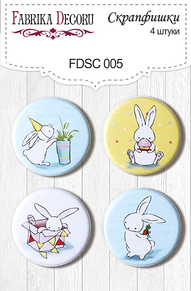 Zestaw 4 ozdobnych buttonów, #005 - Fabrika Decoru