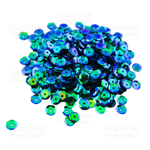 Sequins Round rosettes, dark blue with green nacre, #209 - foto 0