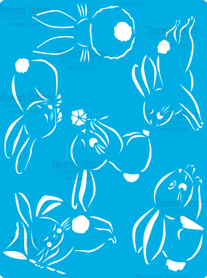 Stencil reusable, 15x20cm Sweet bunny, #387
