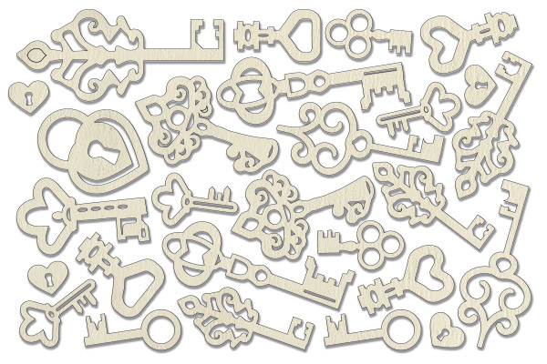 Chipboard embellishments set,   "Keys" #014