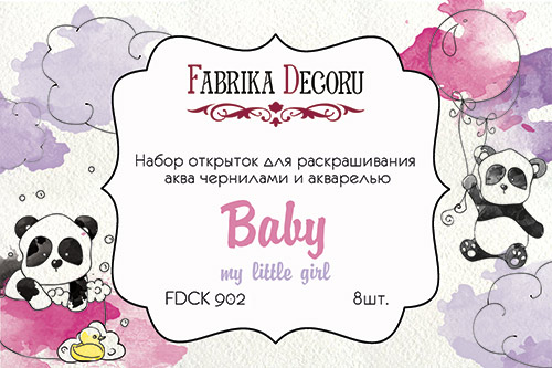 Zestaw pocztówek "My little baby girl" do kolorowania atramentem akwarelowym - Fabrika Decoru