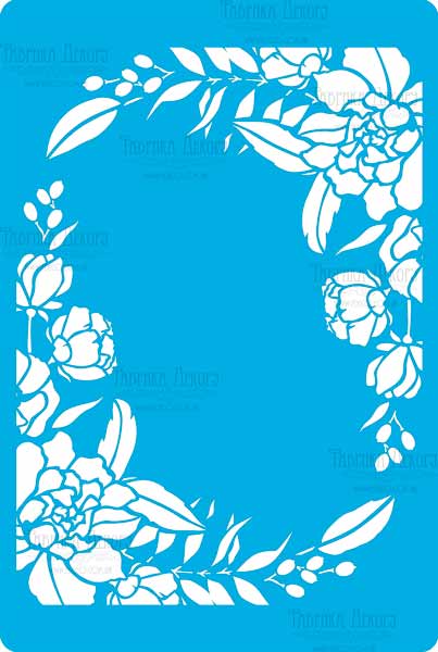 Stencil for crafts 15x20cm "Rectangular floral frame" #312