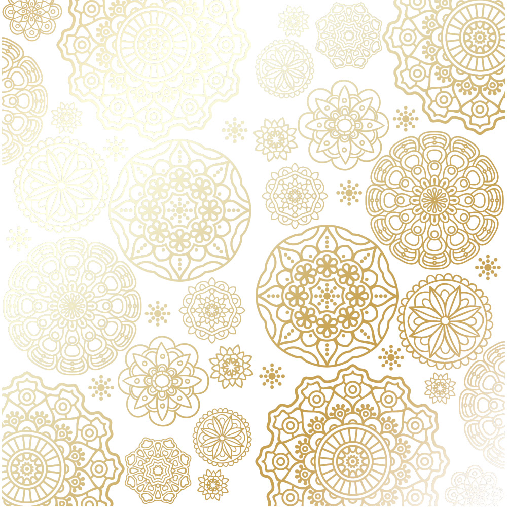 лист односторонней бумаги с фольгированием, дизайн golden napkins white, 30,5см х 30,5 см