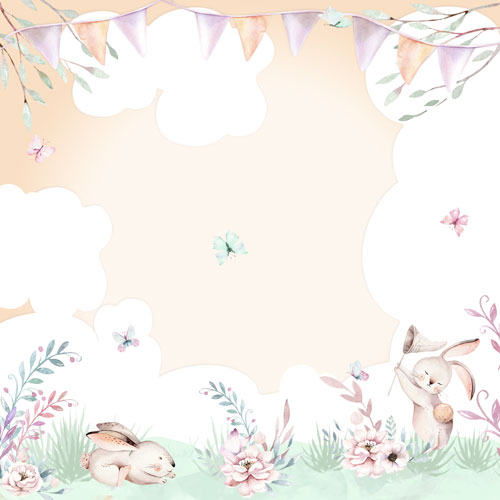 Sheet of double-sided paper for scrapbooking Sweet bunny  #44-02 12"x12"