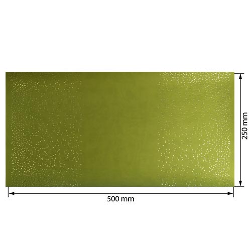Piece of PU leather with gold stamping, pattern Golden Mini Drops Avocado, 50cm x 25cm - foto 0