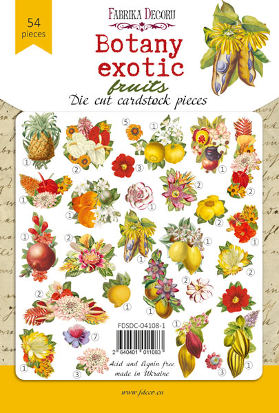 Zestaw wycinanek, kolekcja Botany exotic fruits 54 szt - foto 0  - Fabrika Decoru