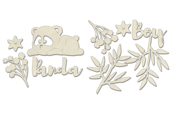 Chipboard embellishments set, "My little panda boy" 