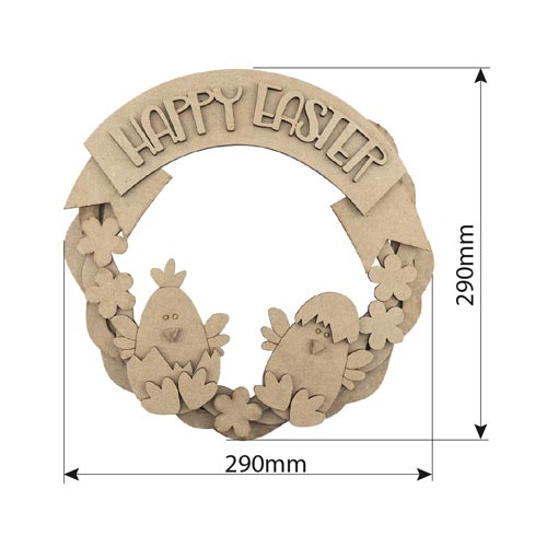 DIY wooden coloring set, Easter wreath with birds and "Happy Easter" inscription, #014 - foto 1