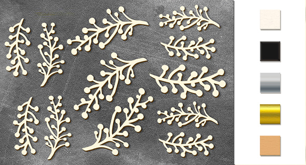 Chipboard embellishments set, "Twigs" #069