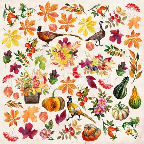 Double-sided scrapbooking paper set Botany autumn redesign 12"x12", 10 sheets - foto 0