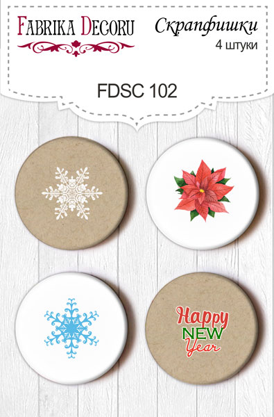 Set mit 4 Flair-Buttons für Scrapbooking #102 - Fabrika Decoru