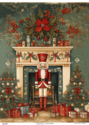 Decoupage Card "Nutcracker by the Fireplace", #0882, 29.7x42cm