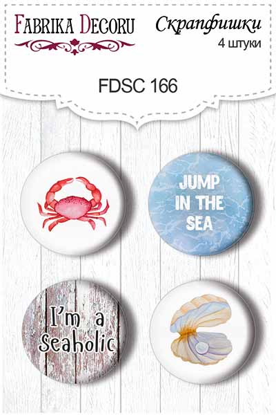 Set of 4pcs flair buttons for scrabooking "Sea Breeze" EN #166