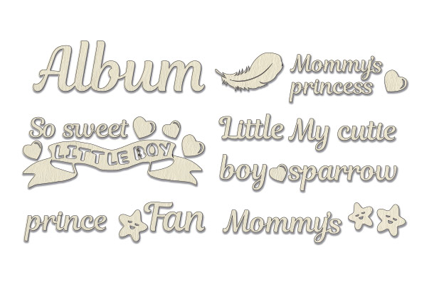 Chipboard embellishments set, Cutie sparrow boy #610