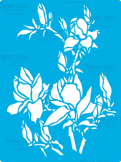 Szablon wielokrotny, 15x20cm, Gałązki magnolii, #392 - Fabrika Decoru