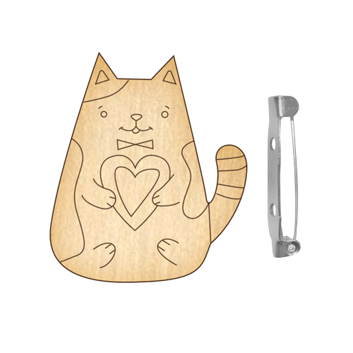 Blank broszki do malowania #061 "Kot z sercem-3" - Fabrika Decoru