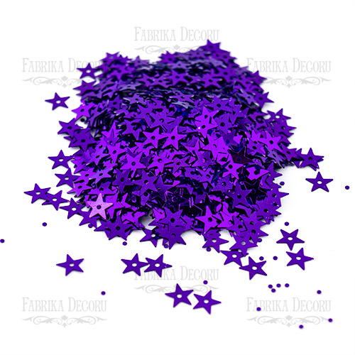 Пайетки Звездочки, фиолетовые металлик, #118 - Фото 0