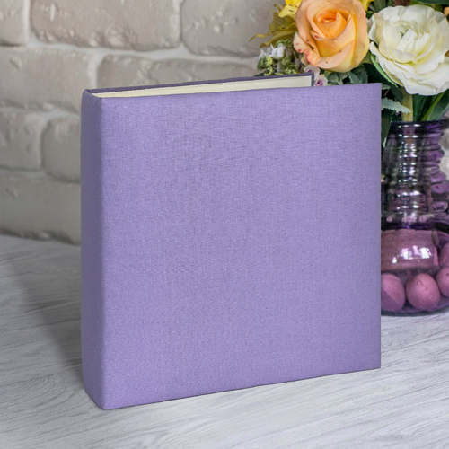 Blank album with a soft fabric cover Lilac and white, 20сm х 20сm