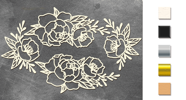 Chipboard embellishments set, "Peonies" #341