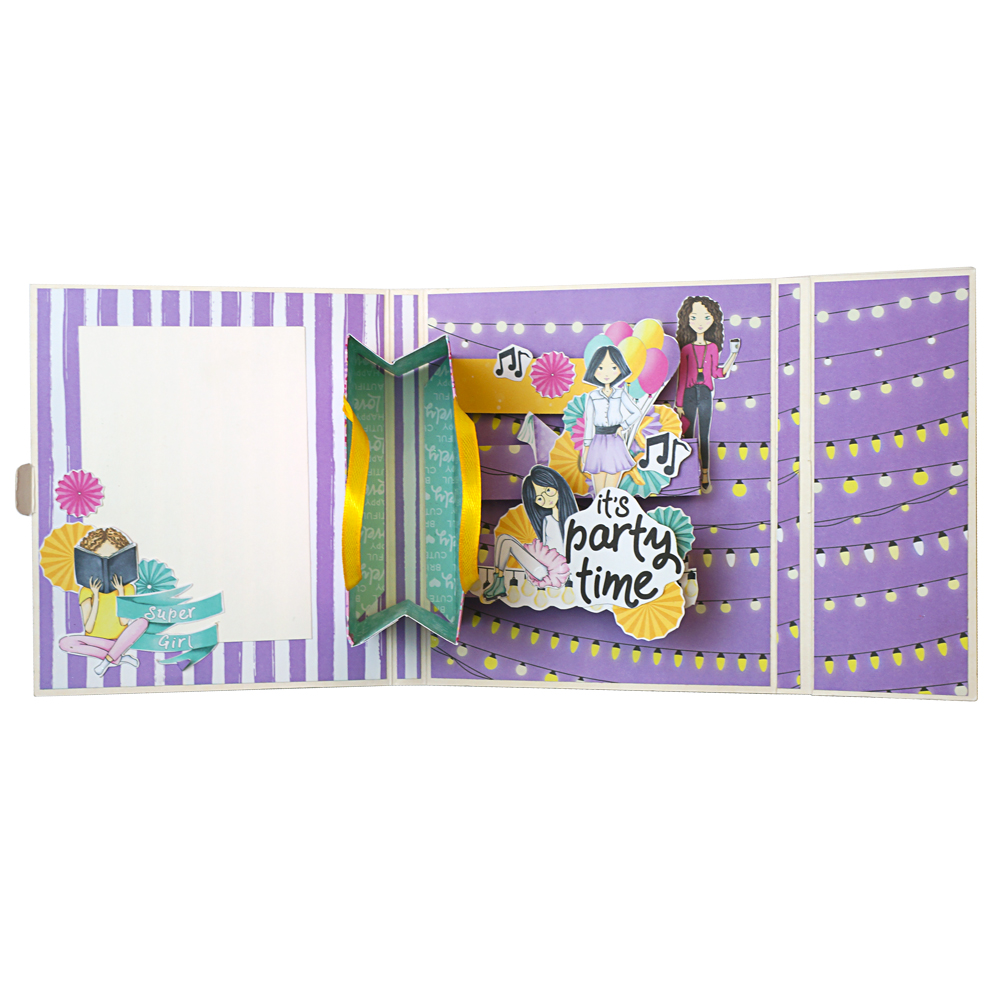 DIY-Kit für die Gestaltung einer "Party Girl" Pop-up-Karte 14 cm x 16 cm - foto 4  - Fabrika Decoru