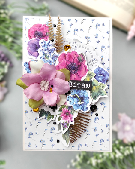 Zestaw DIY do stworzenia kartki okolicznościowej (10 x 15 cm) i bombonierki (9 x 18 cm), kolekcja "Night Garden". - foto 3  - Fabrika Decoru