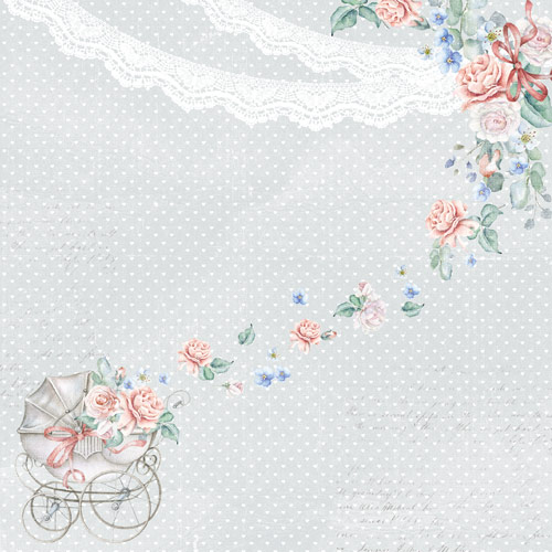 Double-sided scrapbooking paper set  "Shabby baby girl redesign" 8”x8”  - foto 1