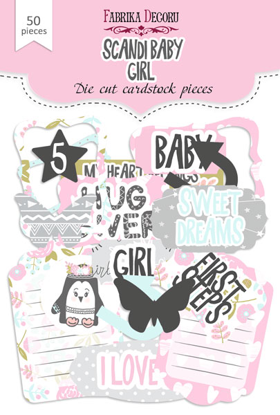 Set of die cuts Scandi Baby Girl, 50 pcs