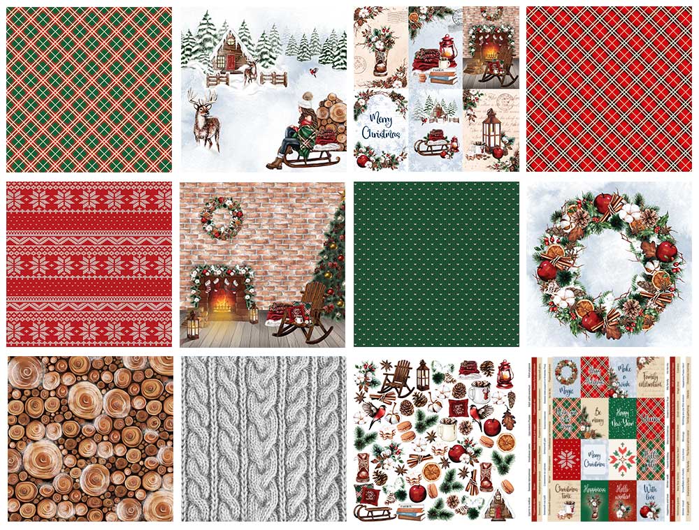 Double-sided scrapbooking paper set Bright Christmas 8"x8", 10 sheets - foto 0