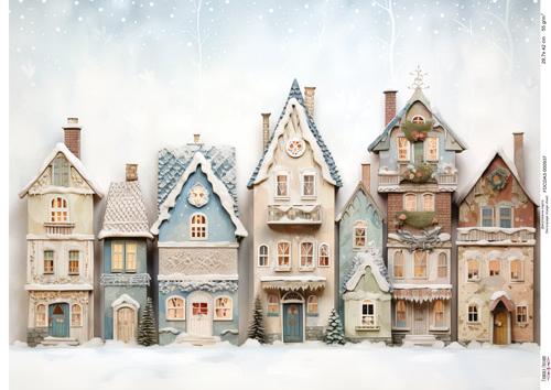 Decoupage Card Snow-covered houses-3, #0937, 29.7x42cm