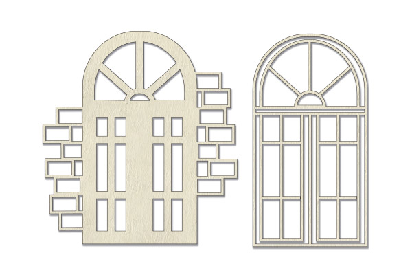 Chipboard embellishments set, Door with a fragment of the wall FDCH-572