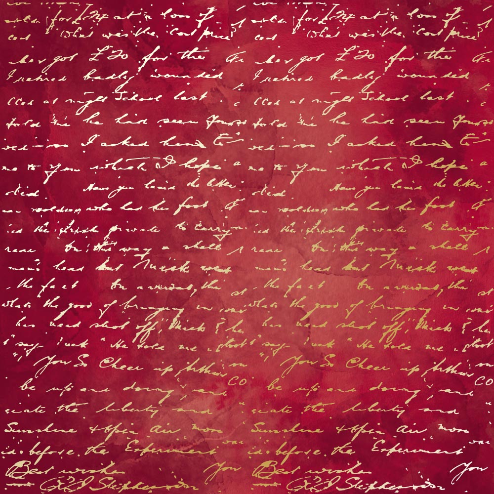 Sheet of single-sided paper with gold foil embossing, pattern "Golden Text Burgundy aquarelle"