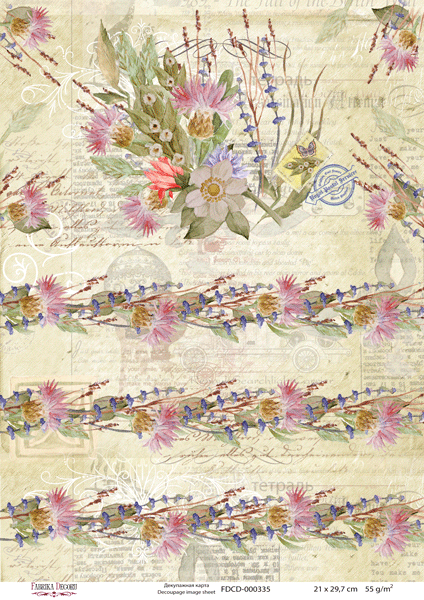 Karta do decoupage #0335, 21x29,7cm - Fabrika Decoru