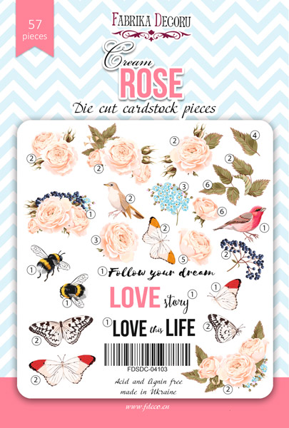 Set of die cuts Cream Rose, 57 pcs - foto 0