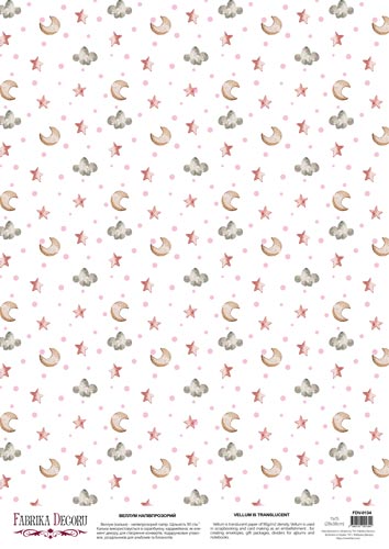 Deco Pergament farbiges Blatt Sternenhimmel auf Weiß, A3 (11,7" х 16,5") - Fabrika Decoru