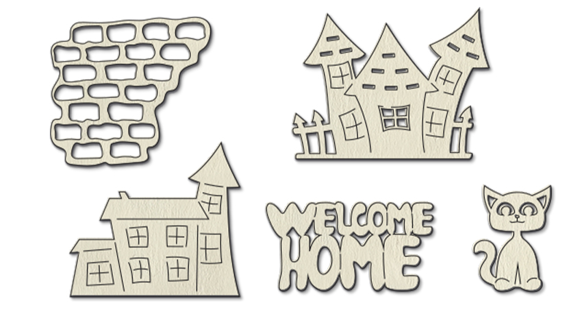 Chipboard embellishments set, Welcome home #819