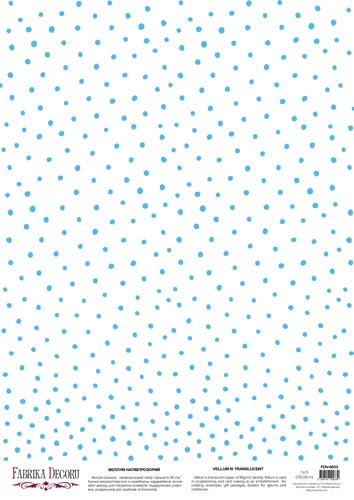 Arkusz kalki z nadrukiem, Deco Vellum, „Niebieskie kropki”, format A3 (11,7" х 16,5") - Fabrika Decoru