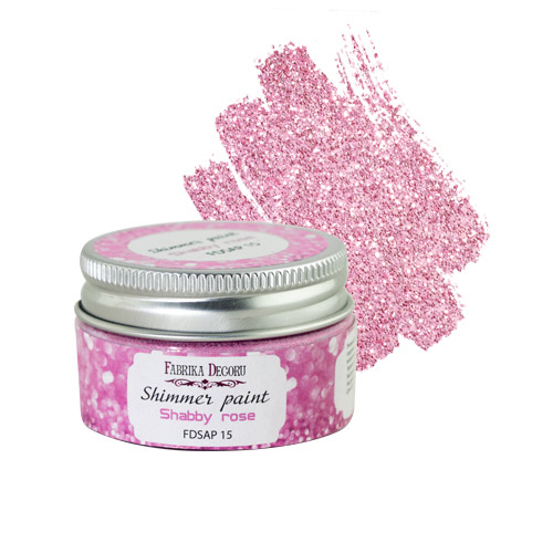 Farba brokatowa Shimmer paint Różowe Shabby, 30ml - Fabrika Decoru