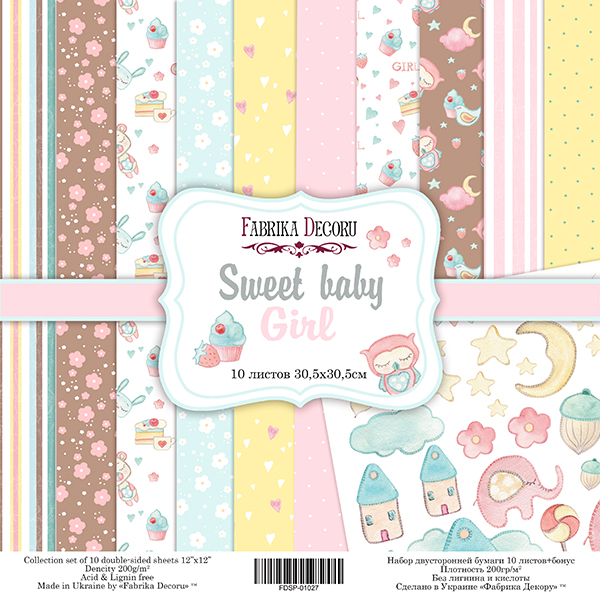 Zestaw papieru do scrapbookingu "Sweet baby girl", 30,5 cm x 30,5 cm - Fabrika Decoru