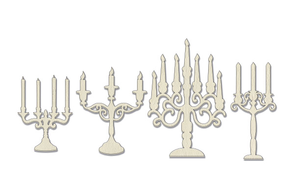 Chipboard embellishments set, Candlesticks with curls  #588