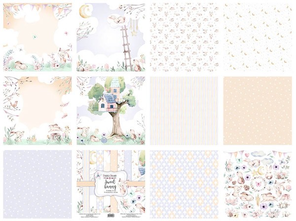 Double-sided scrapbooking paper set Sweet bunny 8"x8", 10 sheets - foto 0