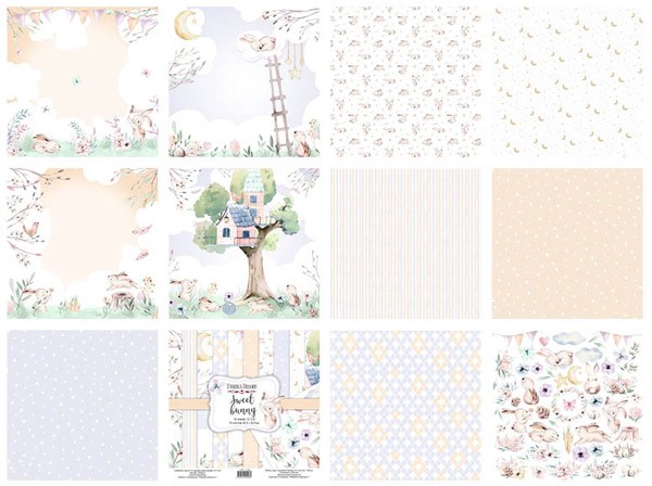 Doppelseitiges Scrapbooking-Papierset Sweet Bunny, 20 cm x 20 cm, 10 Blätter - foto 0  - Fabrika Decoru