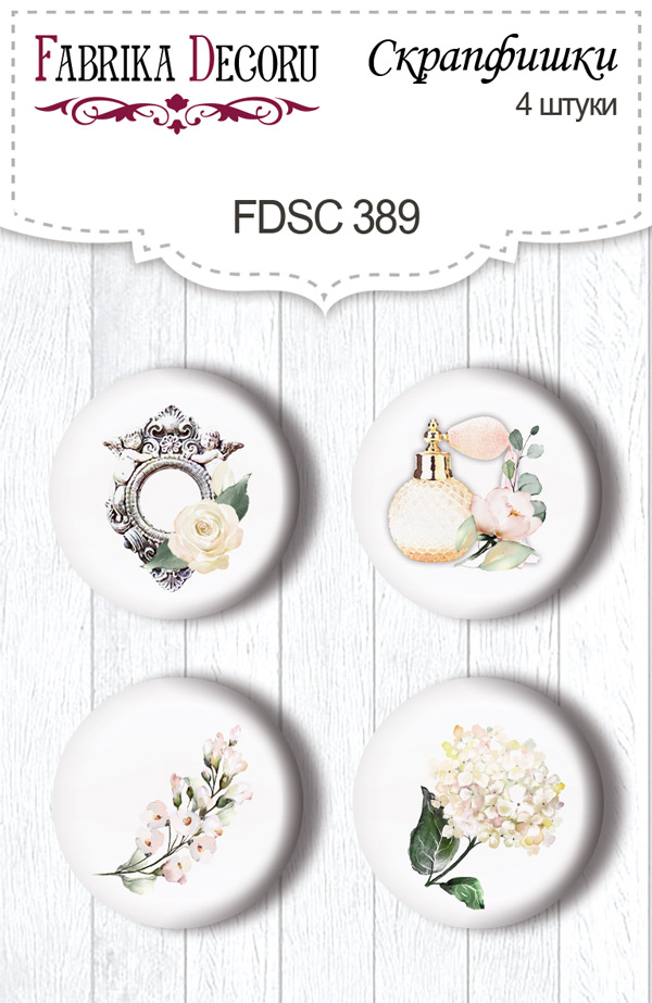 Set of 4pcs flair buttons for scrabooking Tenderness and love #389