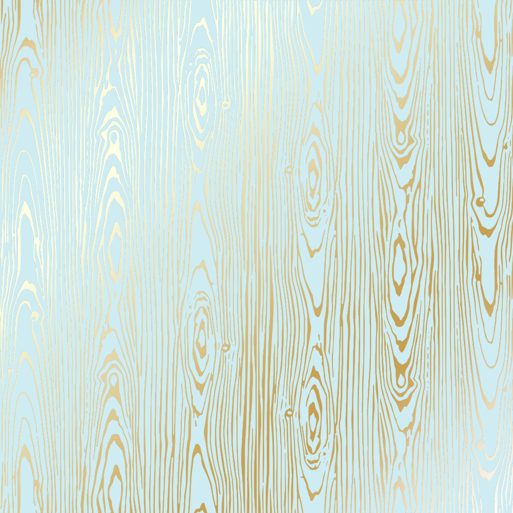 Sheet of single-sided paper with gold foil embossing, pattern Golden Wood Texture Blue, 12"x12"