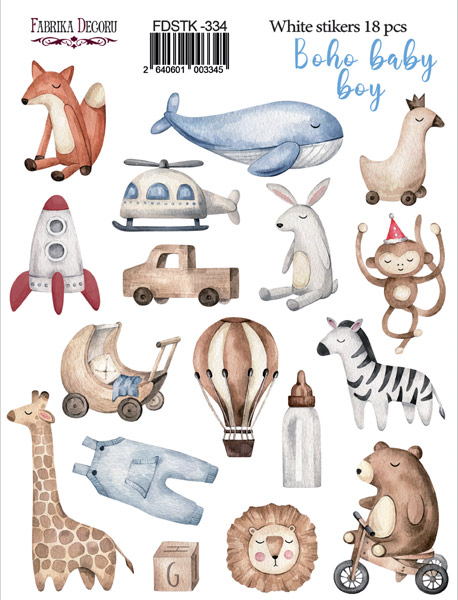 Set of stickers 18pcs  Boho Baby Boy #334