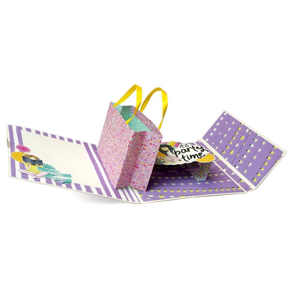 DIY-Kit für die Gestaltung einer "Party Girl" Pop-up-Karte 14 cm x 16 cm - foto 0  - Fabrika Decoru